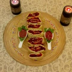 A picture of Beetroot  masala  swiss roll/ Beetroot  masala  roll.