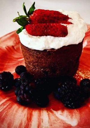 A picture of Cherry Strawberry mug cake.