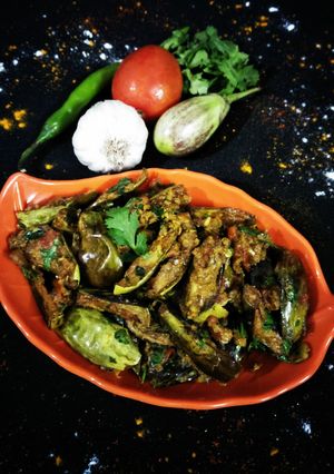 A picture of Brinjal fry in Garlic Masala.