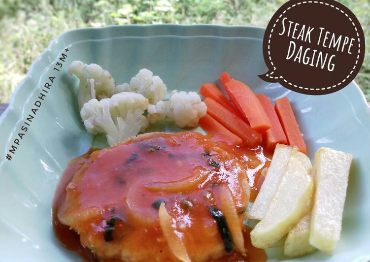 Resep masakan Steak Tempe Daging with Saus Tomat (mpasi 13m+) | Cara Membuat Steak Tempe Daging with Saus Tomat (mpasi 13m+) Yang Enak Dan Lezat