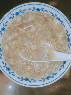 A picture of Chicken corn Vegatable soup.