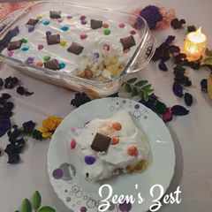 A picture of Custard and Cream Layered Fruity Dessert.