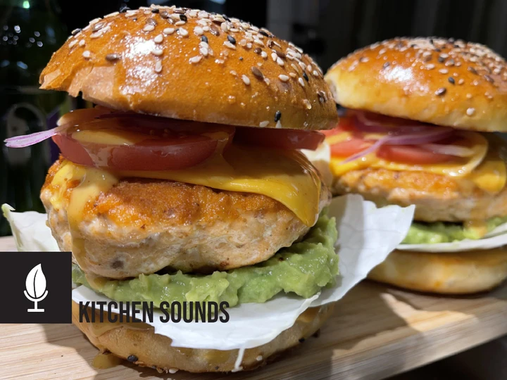 Recipe Salmon burgers 🥬🥑🐟🧀🍅 which So Delicious