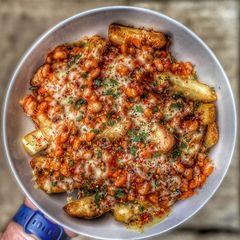 A picture of Cheesy Chips & Beans.