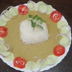 A picture of Masoor ki daal with rice.
