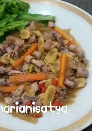 Foto resep Tumis cumi asin jagung muda wortel (tanpa MSG)