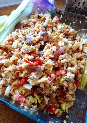 A picture of Eggplant Panzanella.
