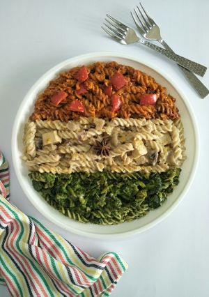 A picture of Healthy Tiranga Pasta (Tri Colour Pasta).