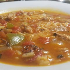 A picture of Sausage, Tomato, and Pepper Soup.