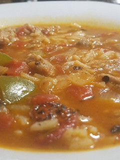 A picture of Sausage, Tomato, and Pepper Soup.