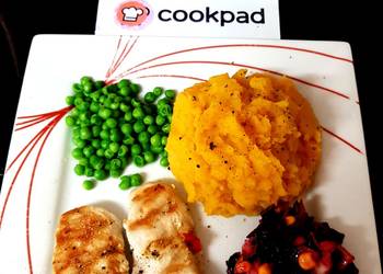 Easy Prepare Recipe My Grilled Chicken with Butternut Squash Potatoes and cold Salad Delicious Steady