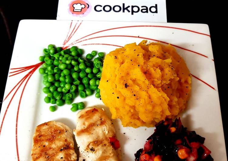 How to Prepare Speedy My Grilled Chicken with Butternut Squash Potatoes and cold Salad