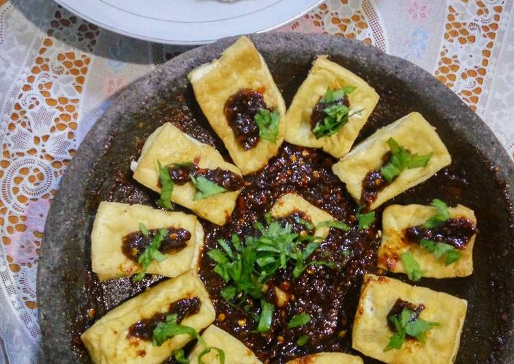 Easy Way to Make Ultimate Fried Tofu with Peanut and Kecap Sambal (Indonesian Tahu Bumbu)