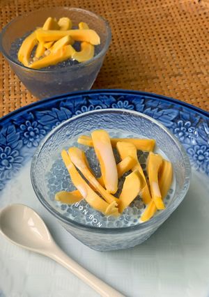Hình của món Chè Mít Hoa Đậu Biếc.