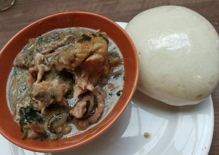 Nsala soup with pounded yam