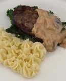 Filet Mignon With Creamy Mashed Potato And kale, Served With A Peppercorn Sauce