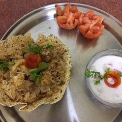 Mix veg pulao with Raita A picture of Mix veg pulao with Raita.