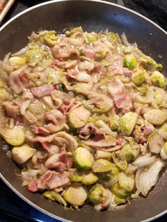 A picture of Fried Bacon & Brussel Sprouts.