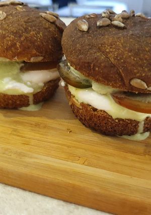 A picture of Gourmet Caprese Sandwiches with Basil Ice Cream.
