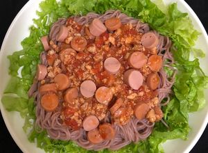 Hình của món Spaghetti eatclean (bún gạo lứt).