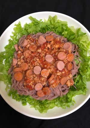 Hình của món Spaghetti eatclean (bún gạo lứt).
