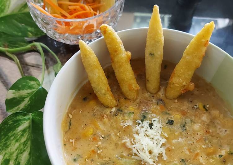 Bagaimana Menyiapkan Oren Cream Soup With Carrot Stick yang Lezat