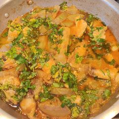 Fish (Rohu) and long guord Curry A picture of Fish (Rohu) and long guord Curry.