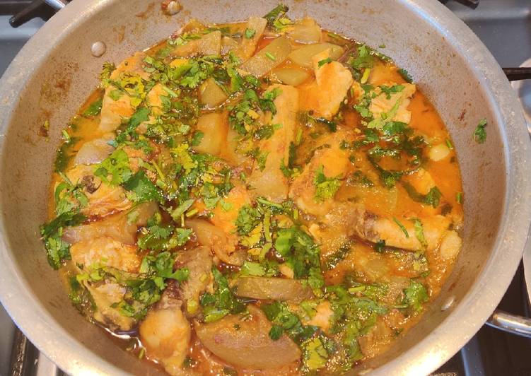 Sunday Fresh Fish (Rohu) and long guord Curry