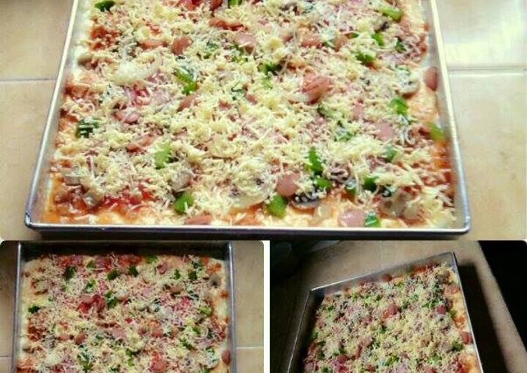 Resep No knead Pizza (pizza tanpa diuleni 😍) Anti Gagal