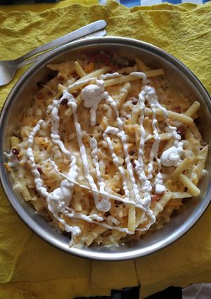 Una foto de Patatas queso y bacon