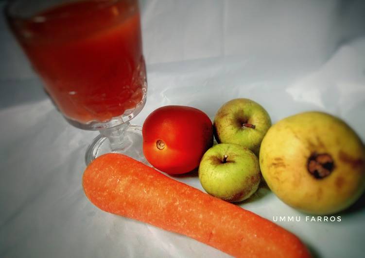 Bagaimana Membuat Mix jus apel,tomat, jambu biji dan wortel yang Menggugah Selera