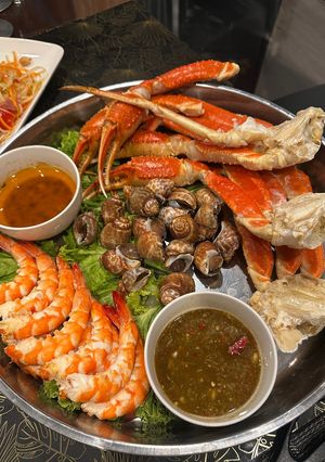 A picture of King Crab legs with Spicy Butter - WOWWWWWWEEE.