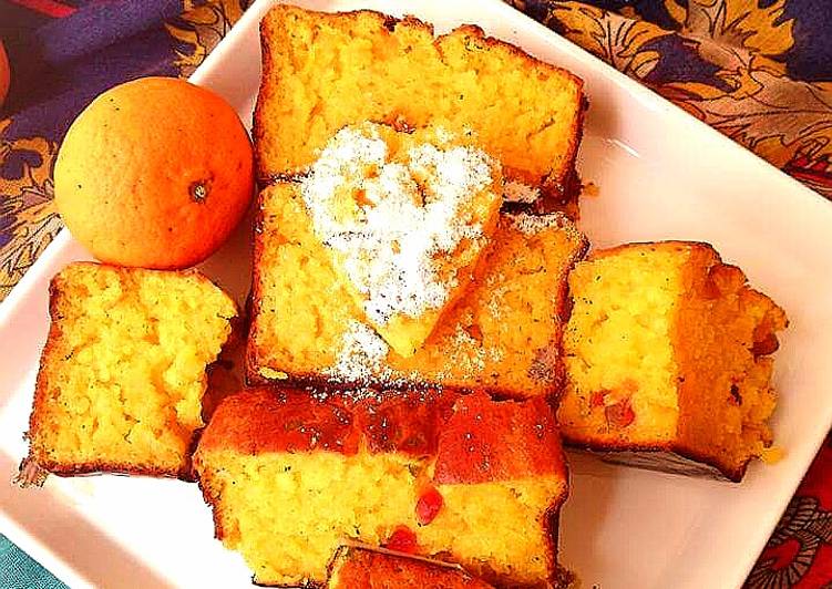 Eggless Orange  tuttifrutti Cake
