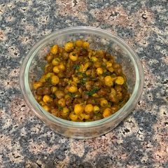 A picture of Brown Chana white peas chat.