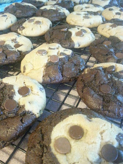A picture of Soft Baked Peanut Butter - Chocolate Swirl Cookies.