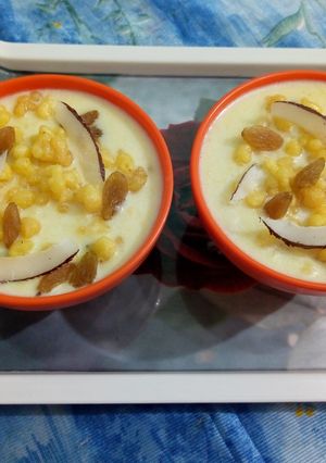 A picture of Sakrauri/Boondi ki kheer.