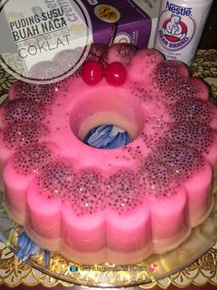 Foto resep Puding susu buah naga