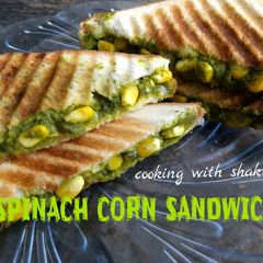 A picture of Spinach corn sandwich.