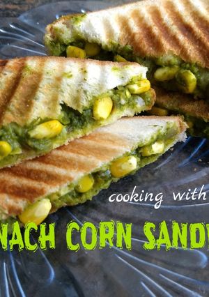 A picture of Spinach corn sandwich.