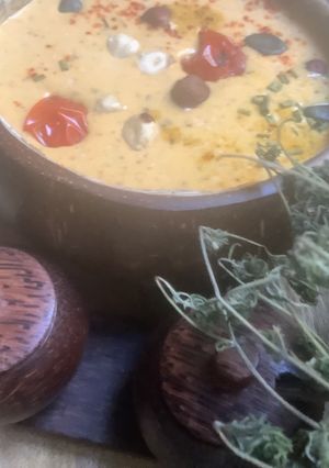 Une photo de 🍁Velouté🪹potiron🍂orange🍊cannelle🪵
