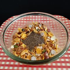 A picture of Morning freshness (chia,oats with almond milk without sugar).