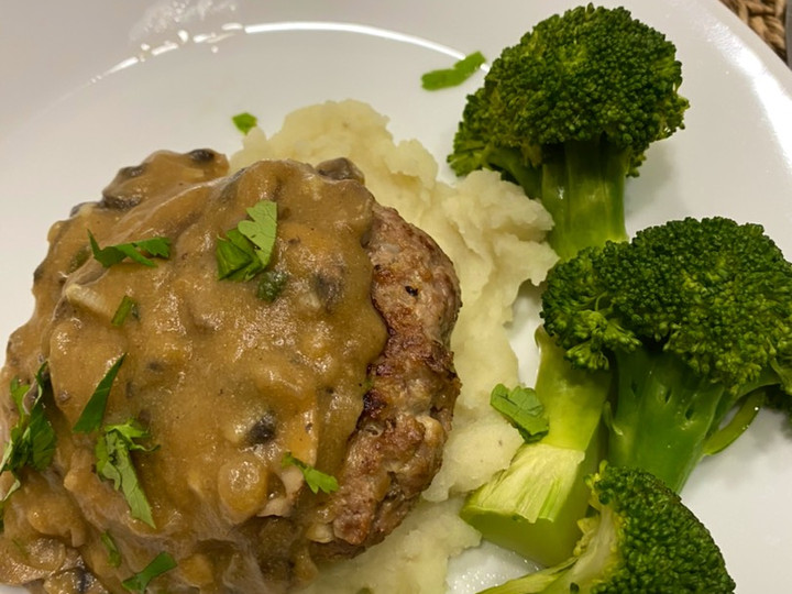 Cara Memasak Diet Hamburger steak with mushroom gravy (western) Bahan Sederhana