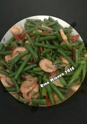 Foto resep Tumis kacang panjang plus udang