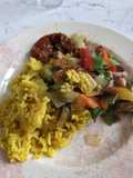 Riz cardamome et légumes sautés