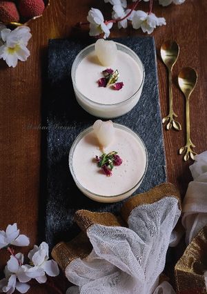 A picture of Rose Flavoured Lychee Baked Yoghurt.