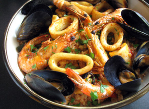 A picture of Paella Inspired Seafood Takikomi Gohan.