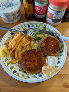 A picture of Salmon Burgers.