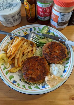 A picture of Salmon Burgers.