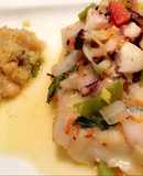 Filet de curvina horneado en la vinagreta de pulpo con Quinoa