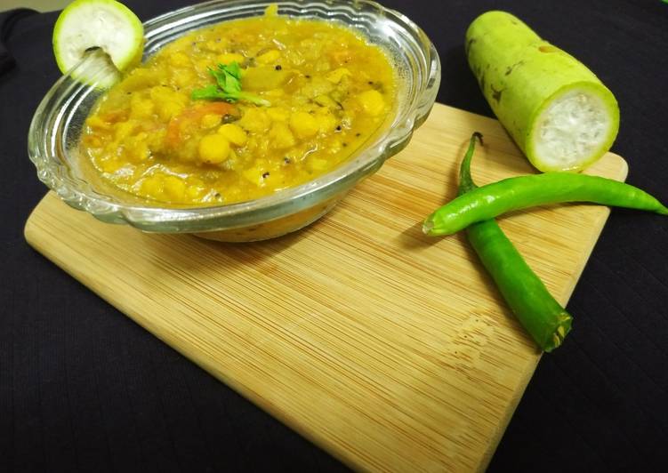Recipe of Super Quick Homemade Dudhi - Chana Dal Sabji (Bottle Gourd And Split Gram Dal)